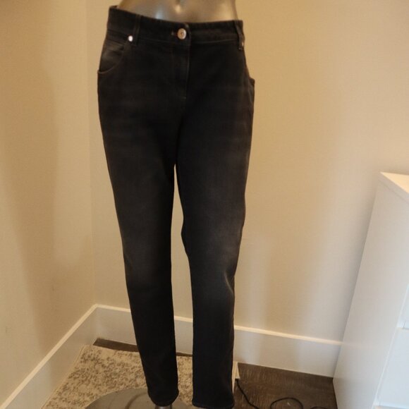 Brunello Cucinelli Black Jeans Distressed Skinny Denim Monili Trim IT 46 USA 10 - Picture 3 of 11